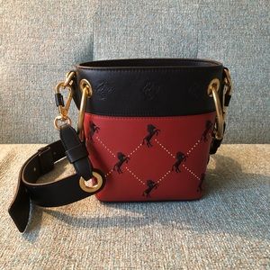Chloe Roy mini bucket bag with horse embroidery